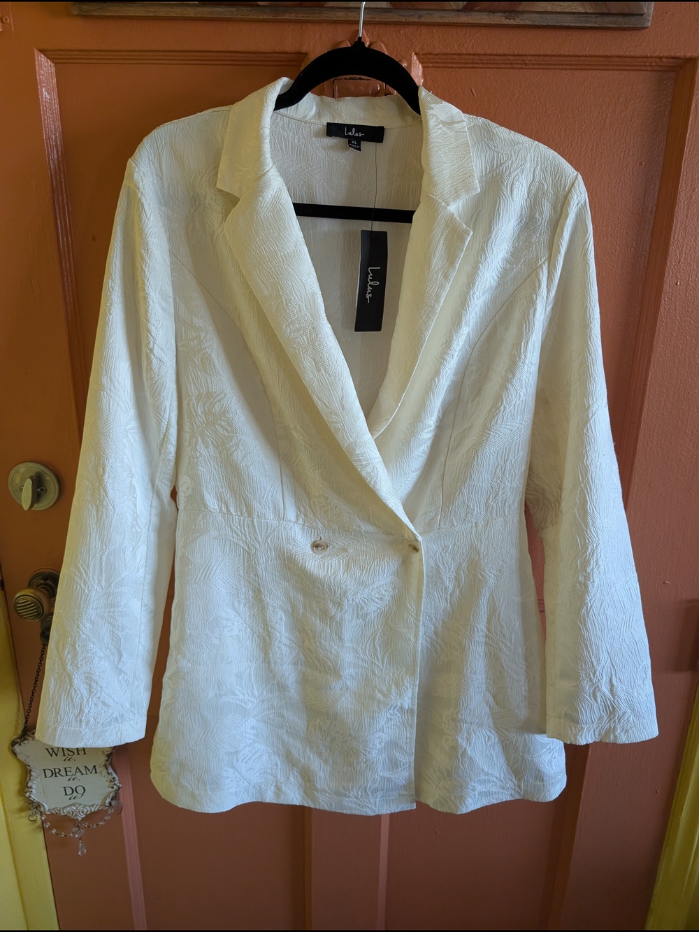 Lulu's Ivory Textured Notch-Lapel Jumpsuit